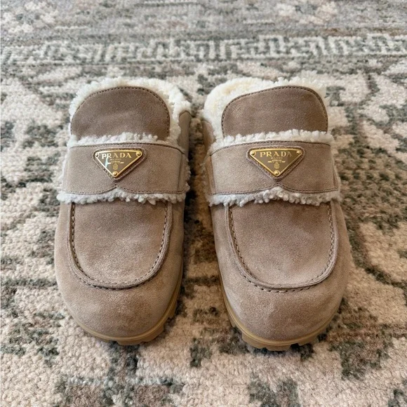 Prada Suede and Shearling Mules - Picture 4 of 11